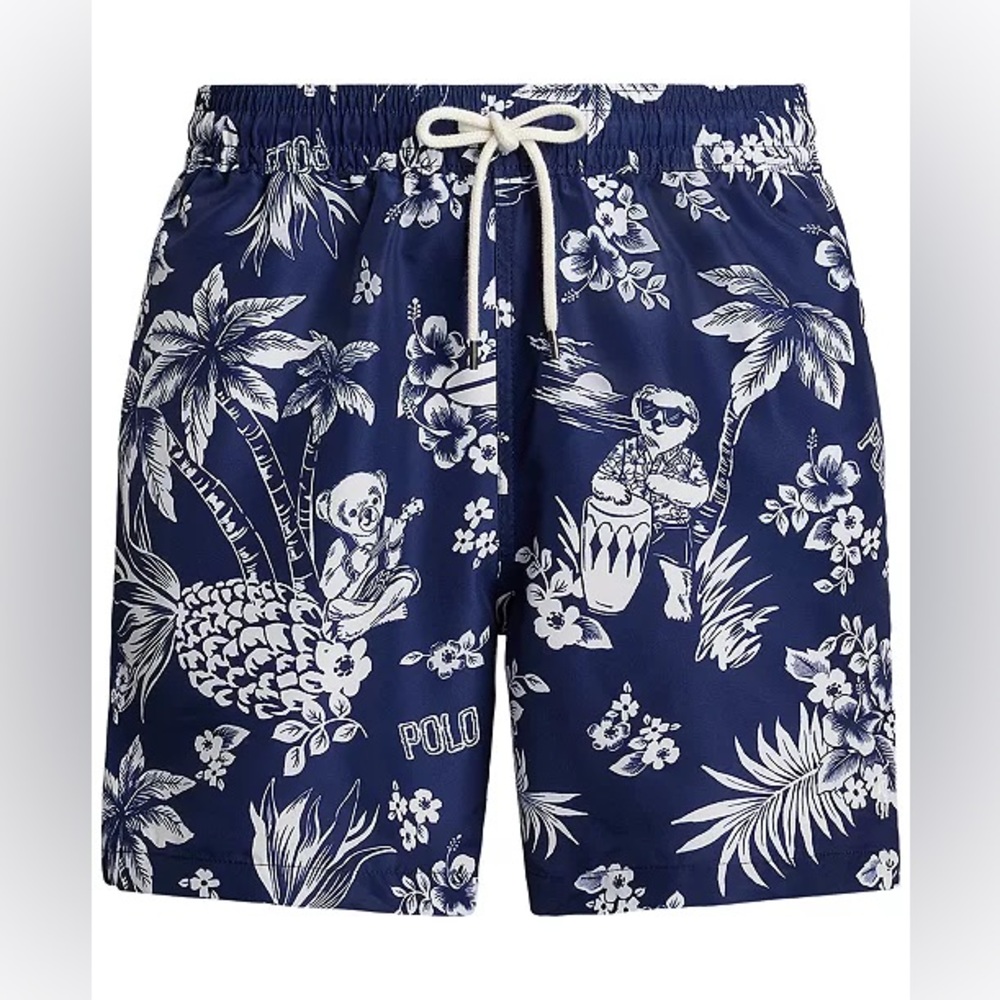 NWT Polo Ralph Lauren
Men's 5.75-Inch Traveler Polo Bear Swim Trunks
